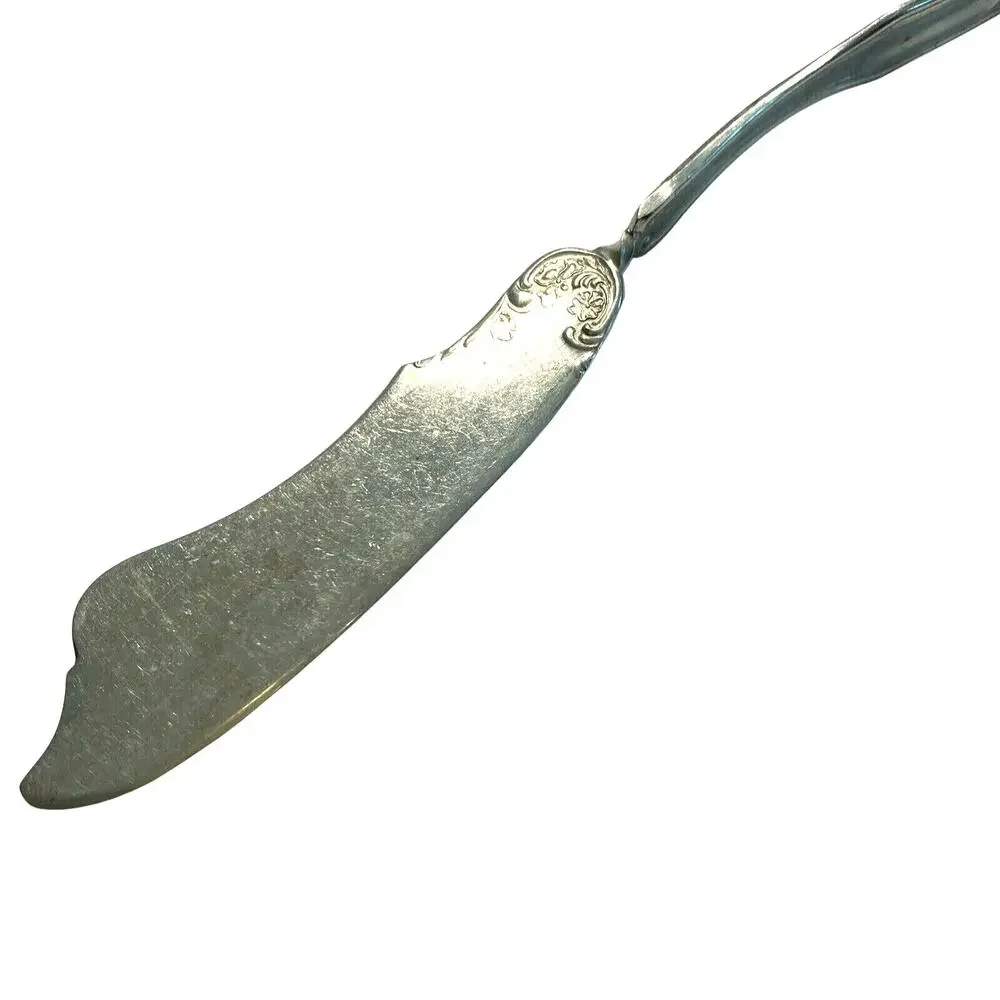 Vintage Silverplated Twisted Handle Butter Knife Early Floral by Wm A Rogers